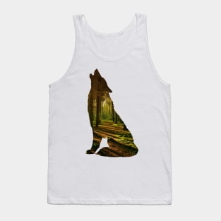 Howling Wolf Autumn forest pattern - Fall Tank Top